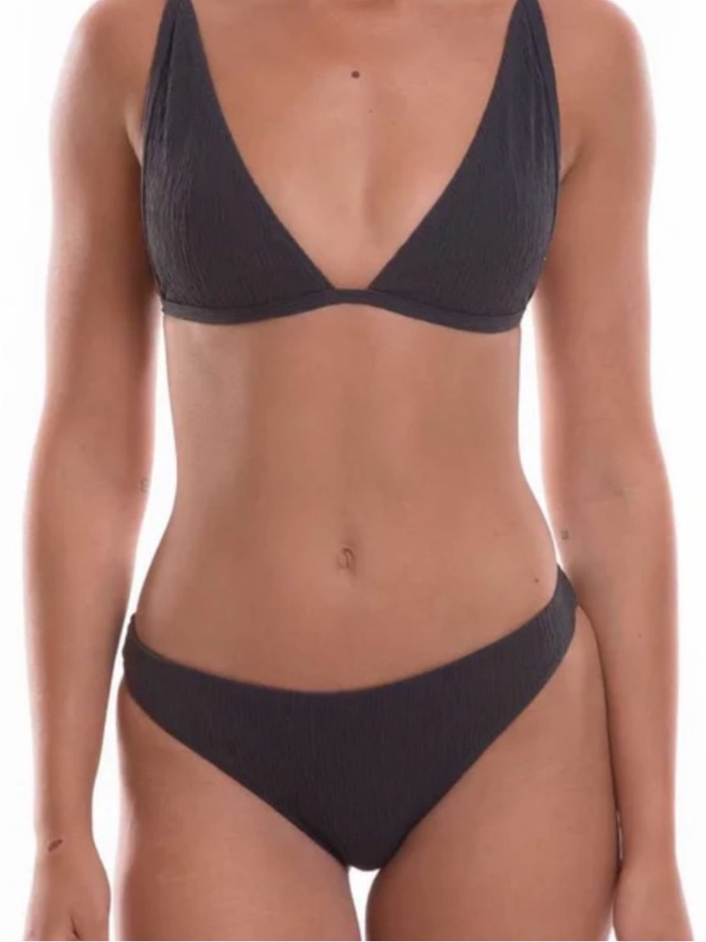 TJ swim bikini gray textured Bikini Set top is Small bottom is Medium
